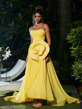 Bellerose Strapless Flower Pleated Maxi Dress